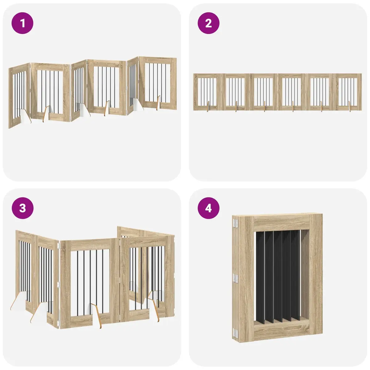 Foldable Dog Gate with Stands 6 Panels Sonoma Oak 362cm