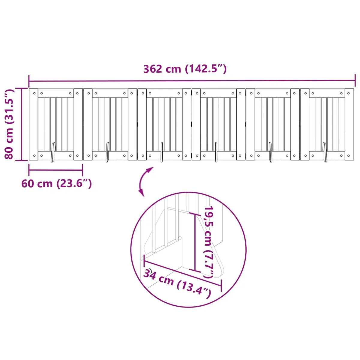 Foldable Dog Gate with Stands 6 Panels Sonoma Oak 362cm