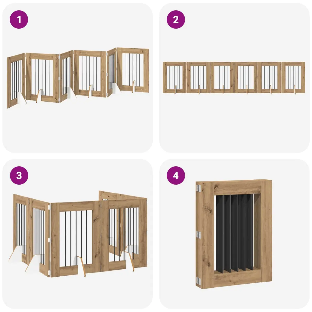 Foldable Dog Gate with Stands 362 cm Indoor Pet Barrier