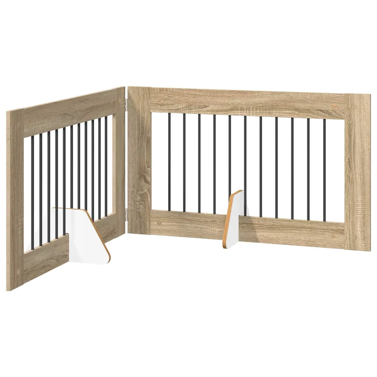Foldable Dog Gate Portable Pet Fence 2 pcs Brown Indoor Containment