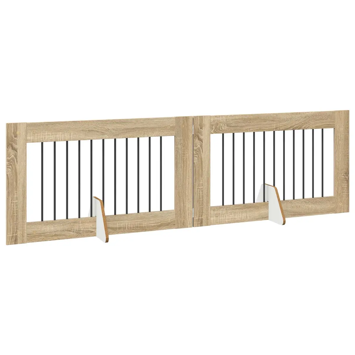 Foldable Dog Gate Portable Pet Fence 2 pcs Brown Indoor Containment