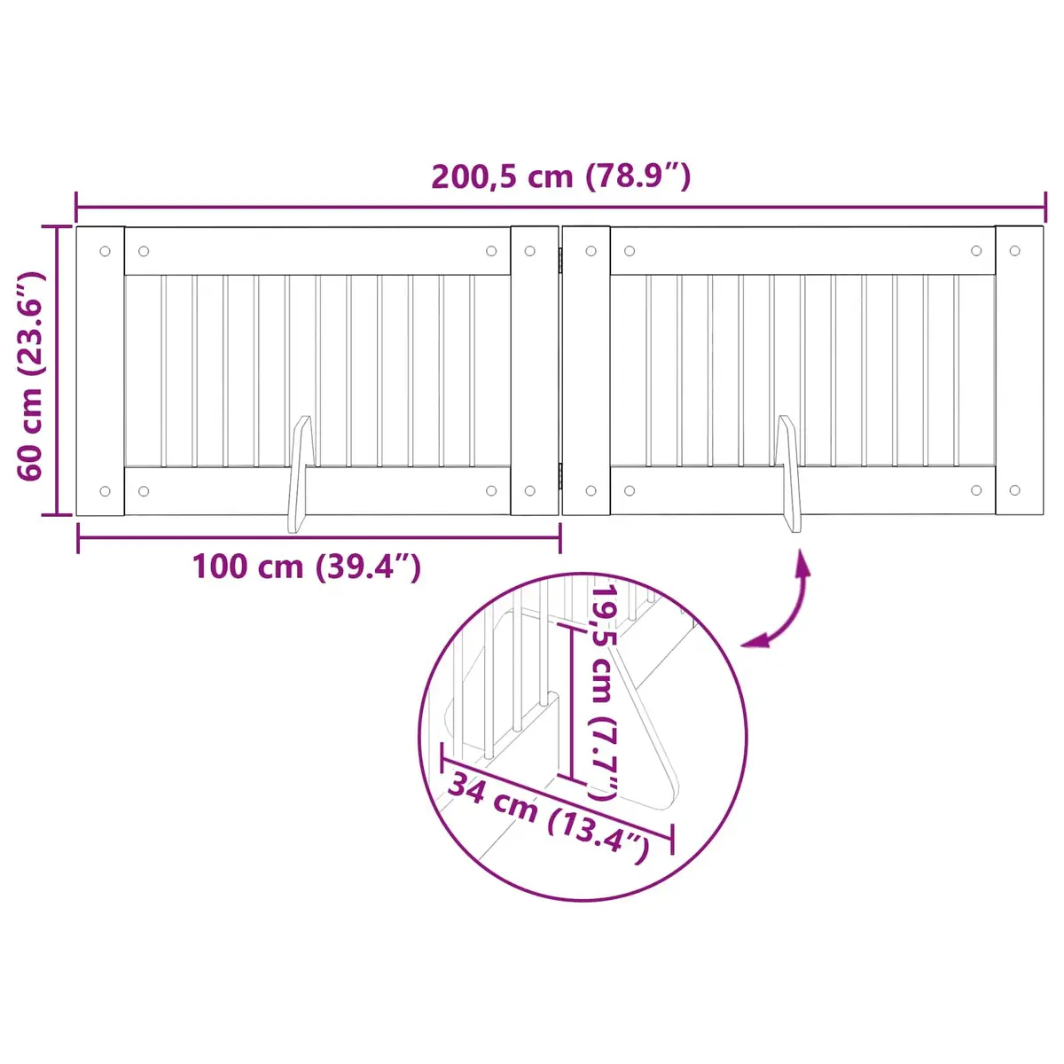 Foldable Dog Gate Portable Indoor 200.5 cm Brown 2 pcs