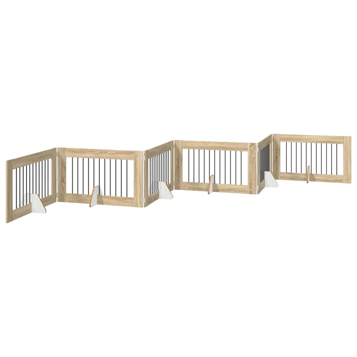 Foldable Dog Gate with Stands 602cm Indoor Pet Barrier Sonoma Oak Colour Fence