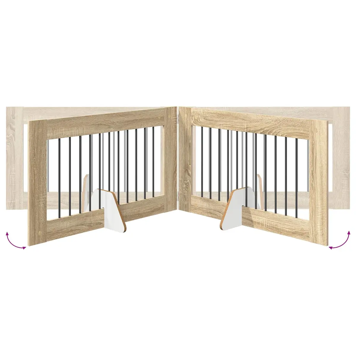 Foldable Dog Gate with Stands 602cm Indoor Pet Barrier Sonoma Oak Colour Fence