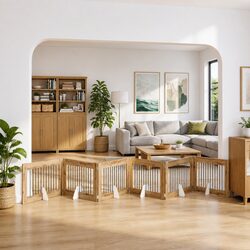Friendly Brown Pet Fence - 6 Foldable Panels for Your Home