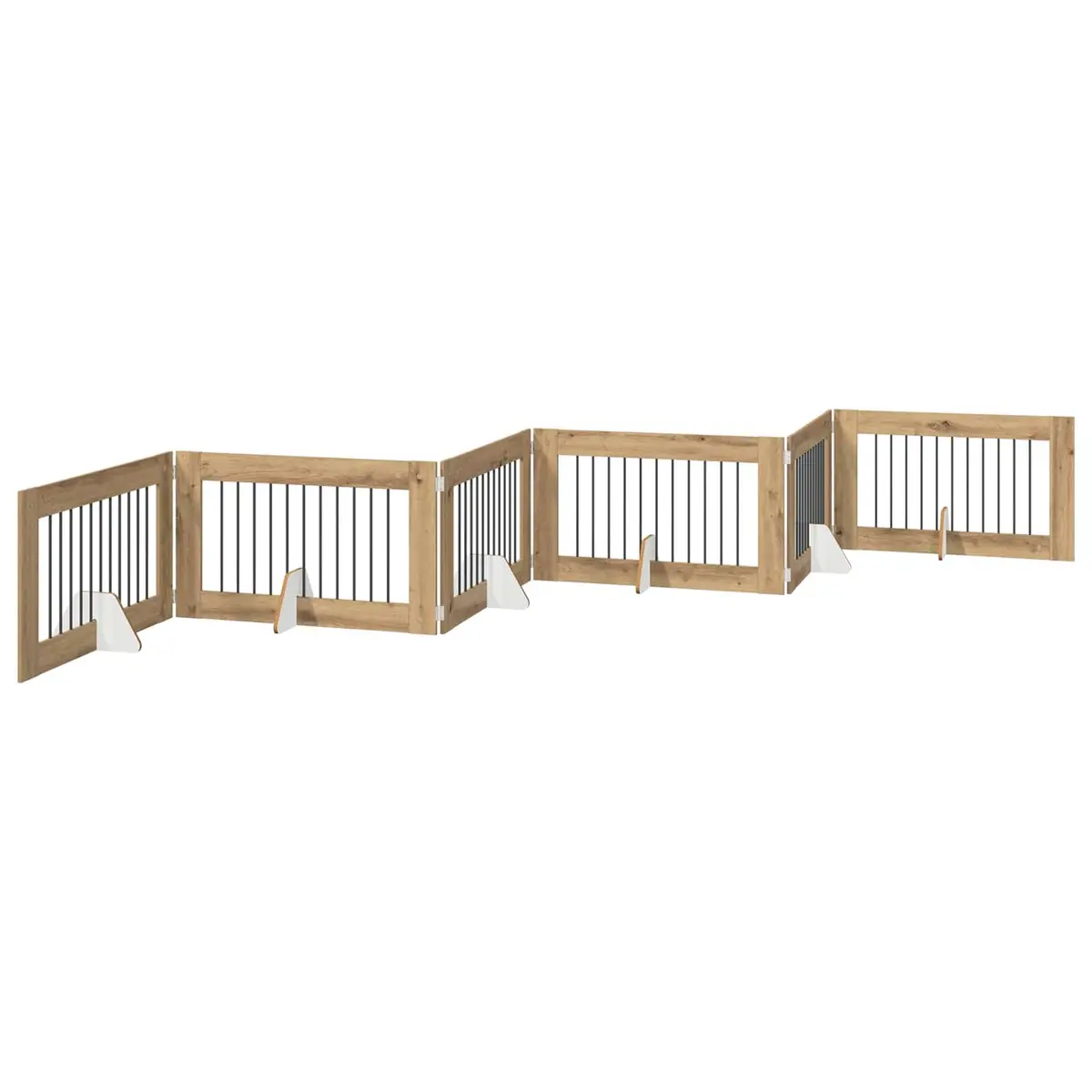 Foldable Dog Gate Portable Indoor Containment 6 Piece Brown