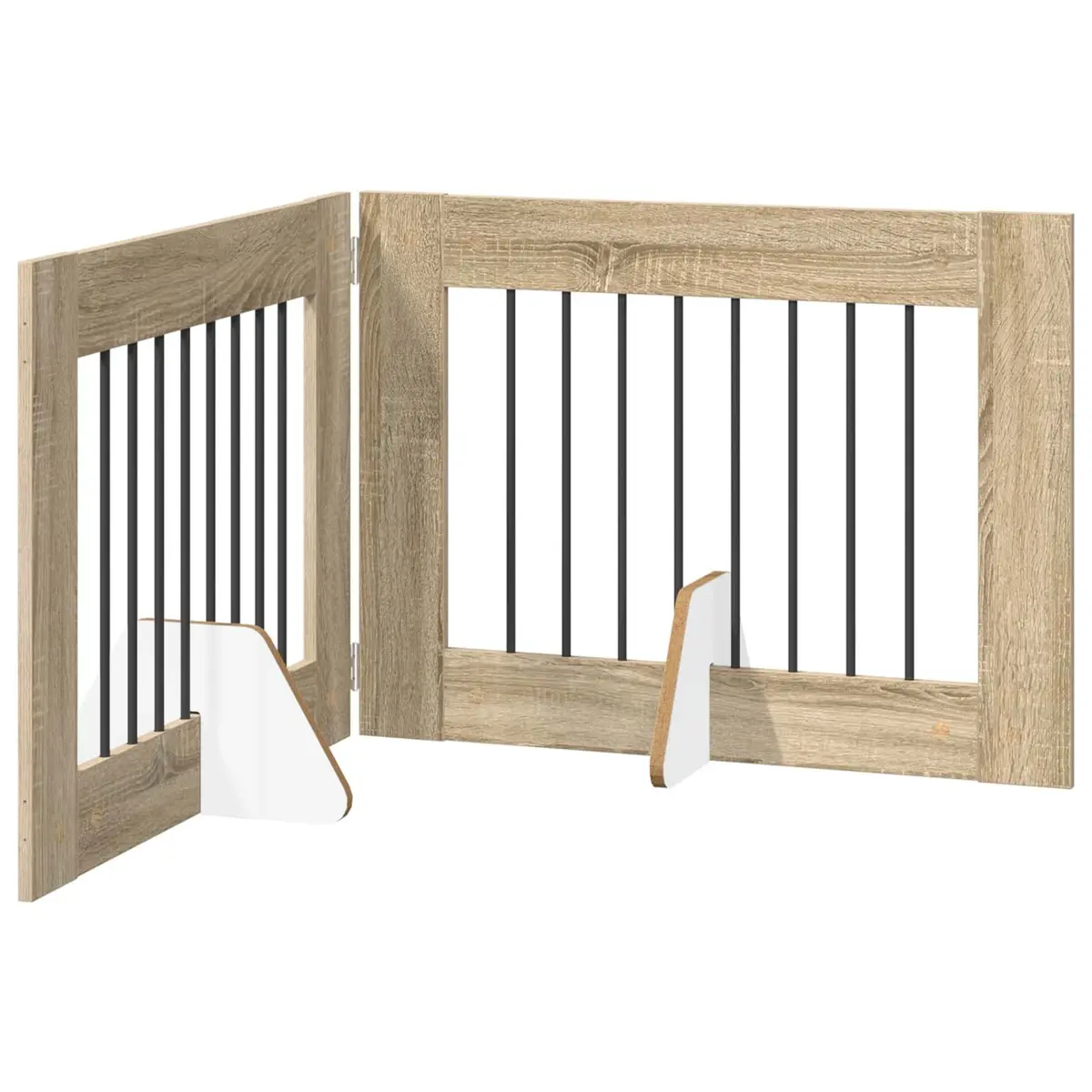 Foldable Dog Gate with Stands 2 pcs Brown 160.5 cm Pet Fence Indoor