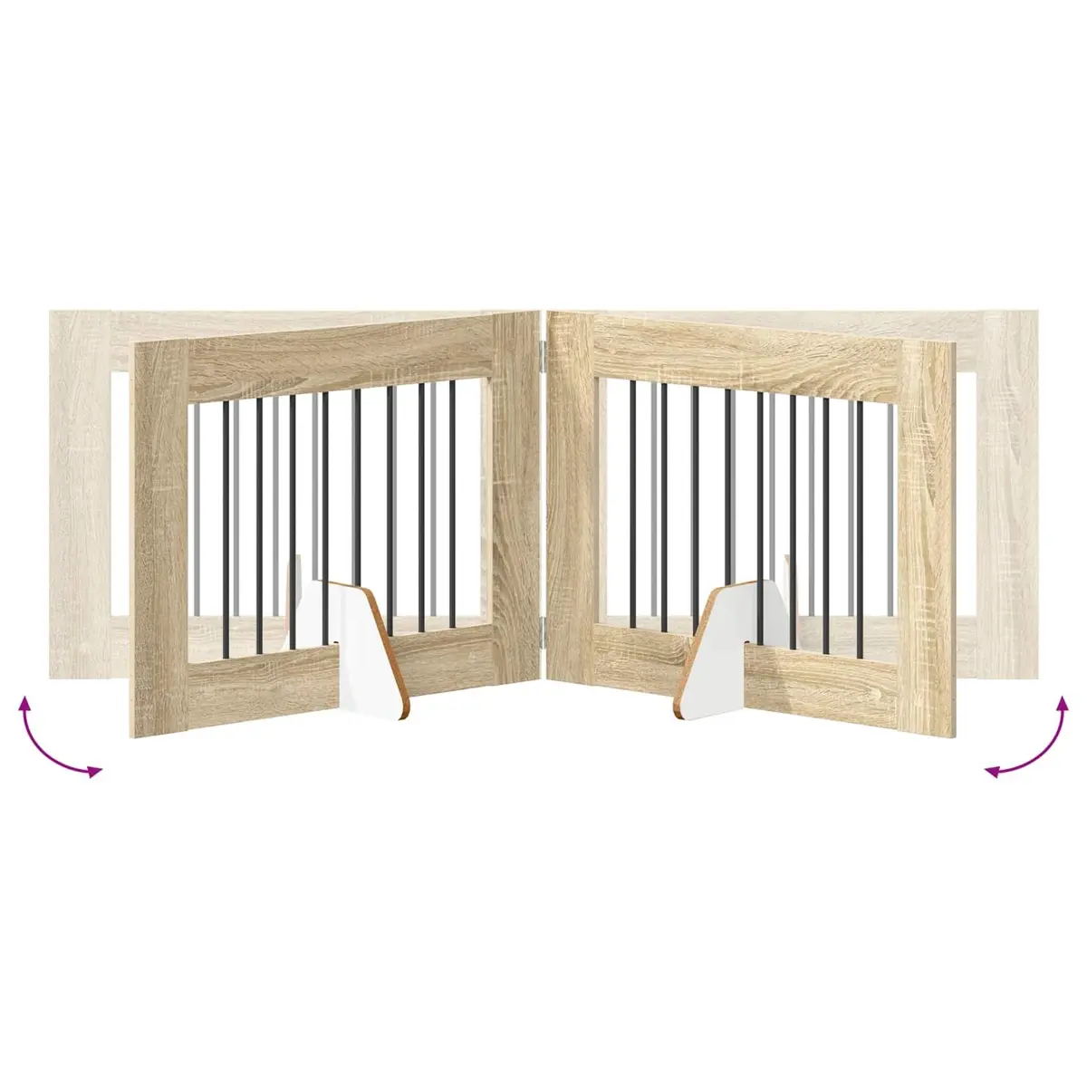 Foldable Dog Gate with Stands 2 pcs Brown 160.5 cm Pet Fence Indoor