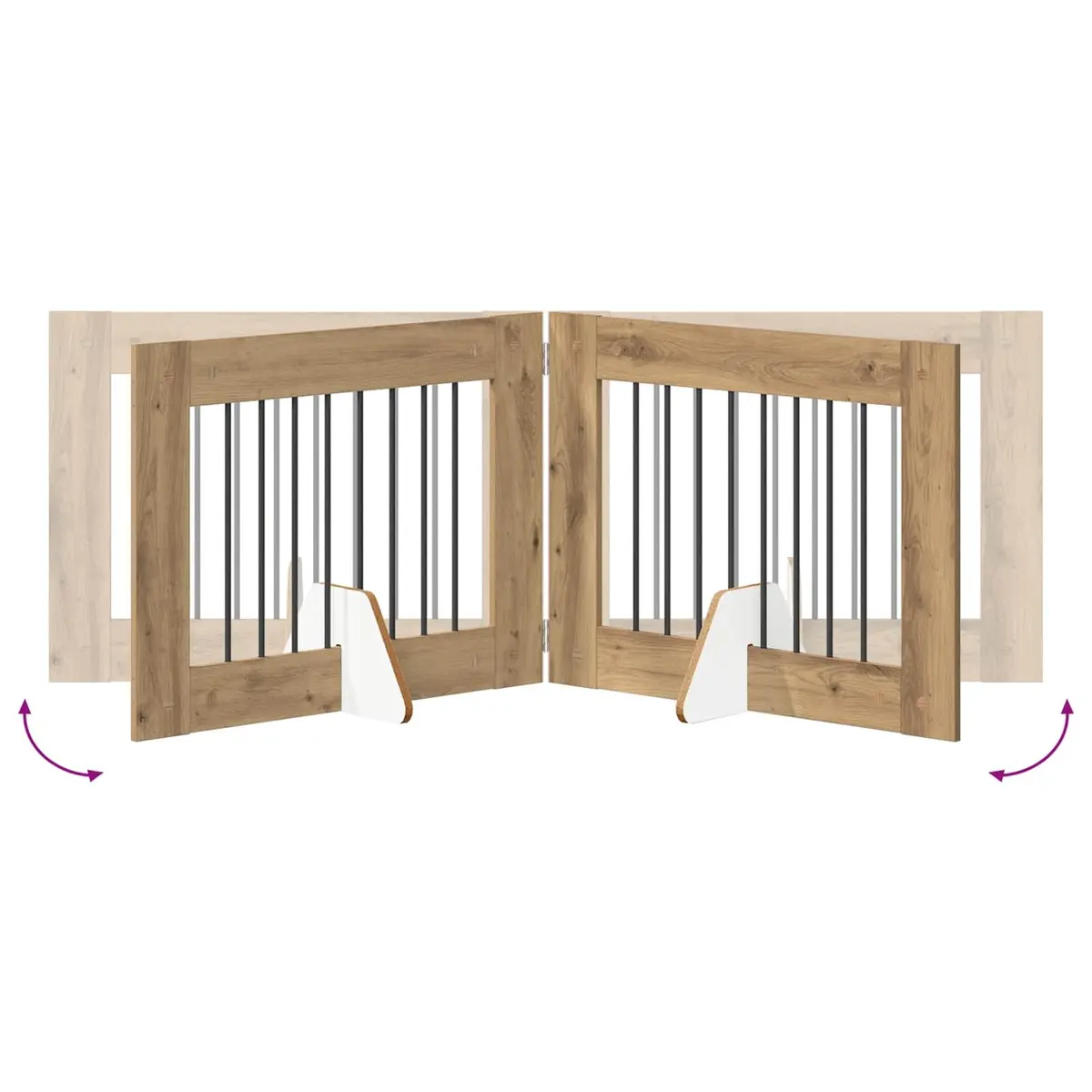 Foldable Dog Gate with Stands 2 pcs Brown 160.5 cm Indoor Pet Fence Portable