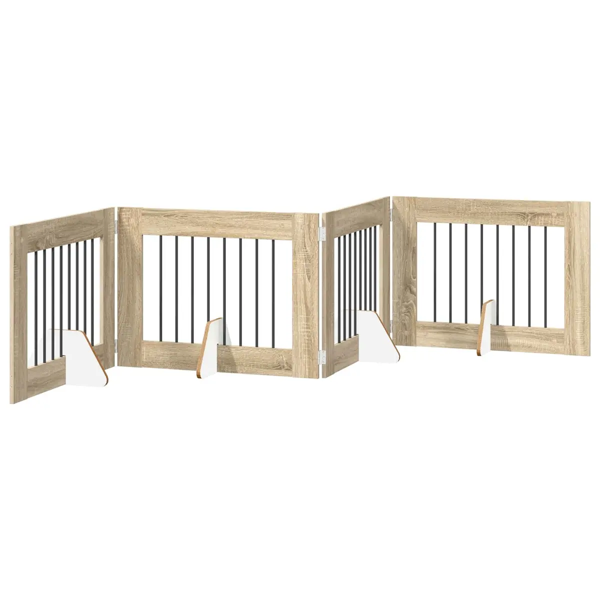 Foldable Dog Gate Freestanding Indoor Pet Barrier Sonoma Oak 321cm