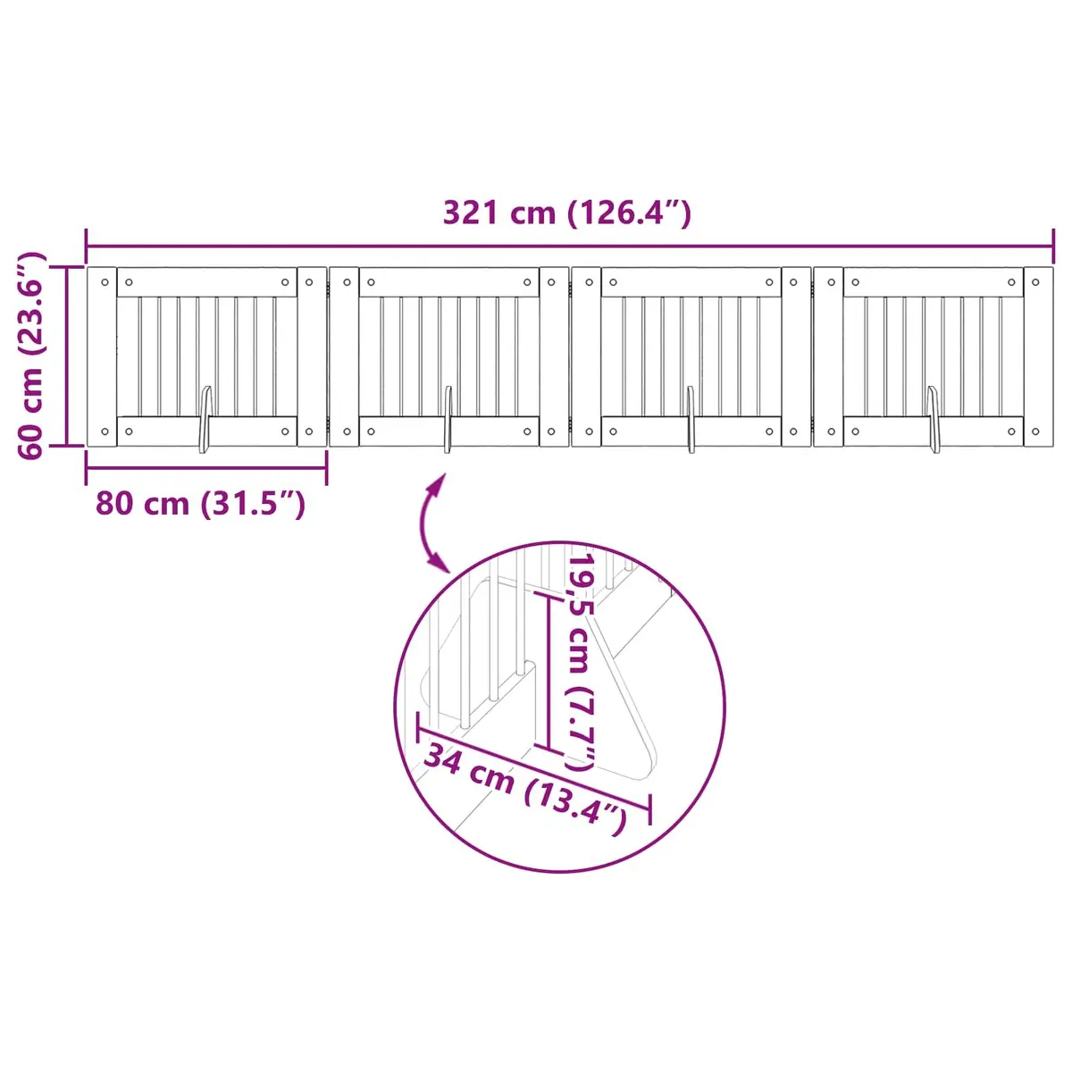 Foldable Dog Gate Indoor Pet Barrier Freestanding 321cm