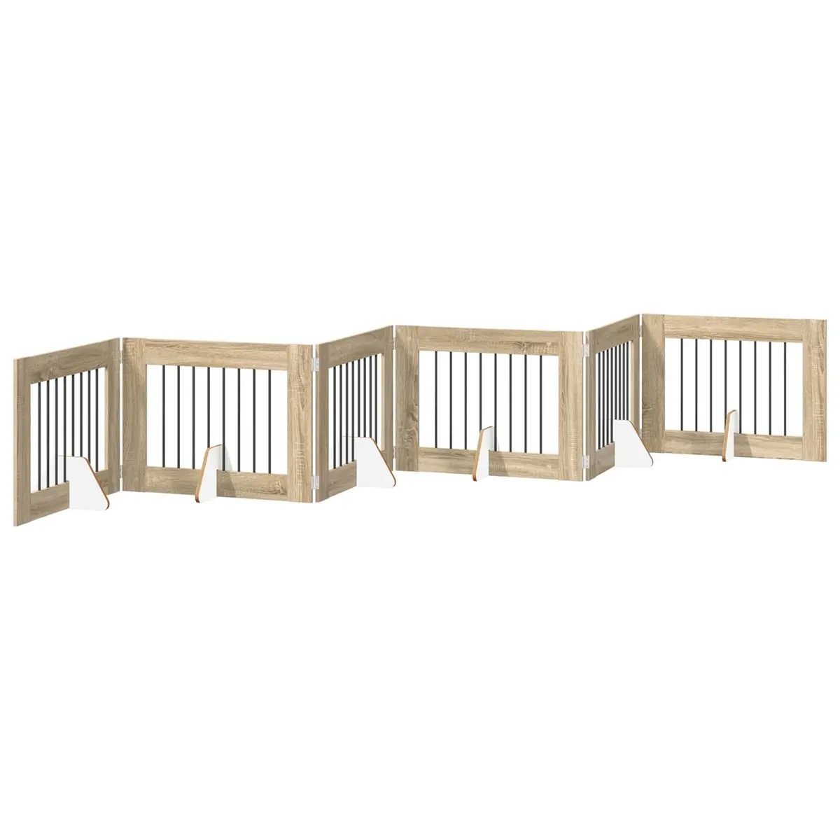 Foldable Dog Gate with Stands 6 pcs Sonoma Oak 482 cm Pet Barrier Indoor Fence