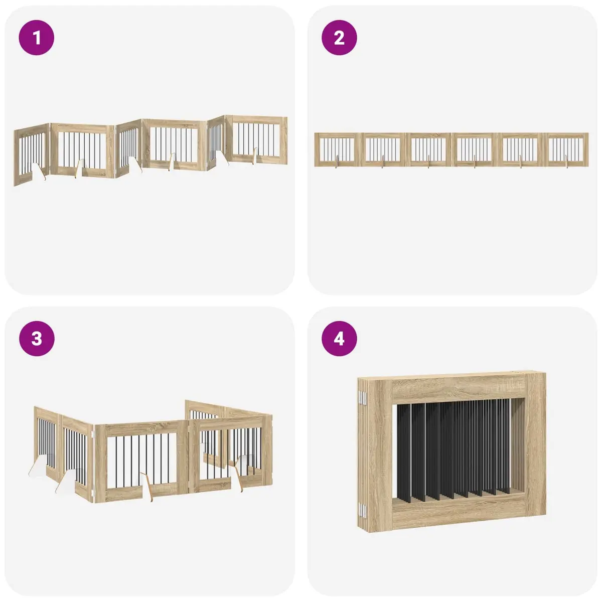 Foldable Dog Gate with Stands 6 pcs Sonoma Oak 482 cm Pet Barrier Indoor Fence