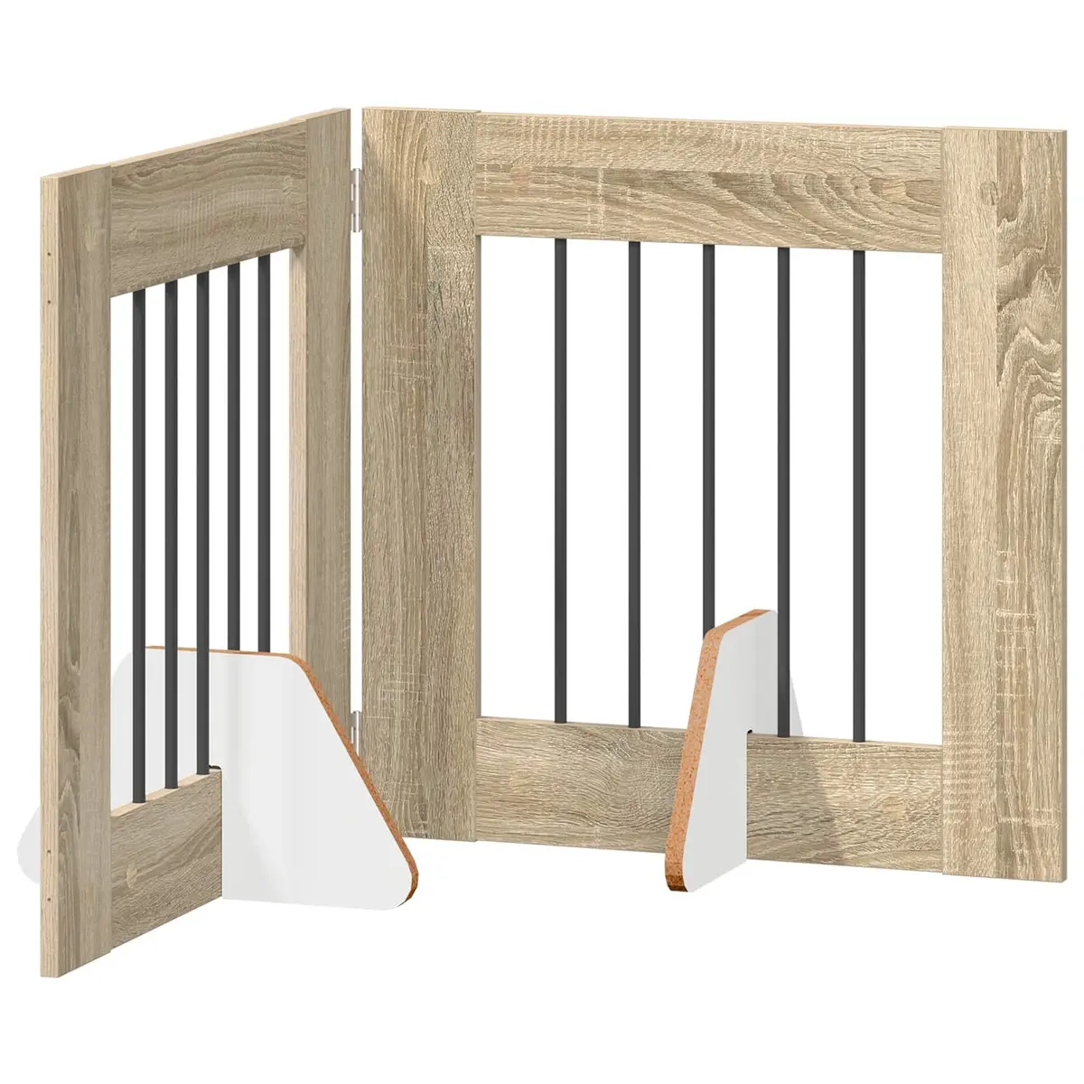 Foldable Dog Gate with Stands 120.5cm Brown Rectangular Pet Fence Indoor
