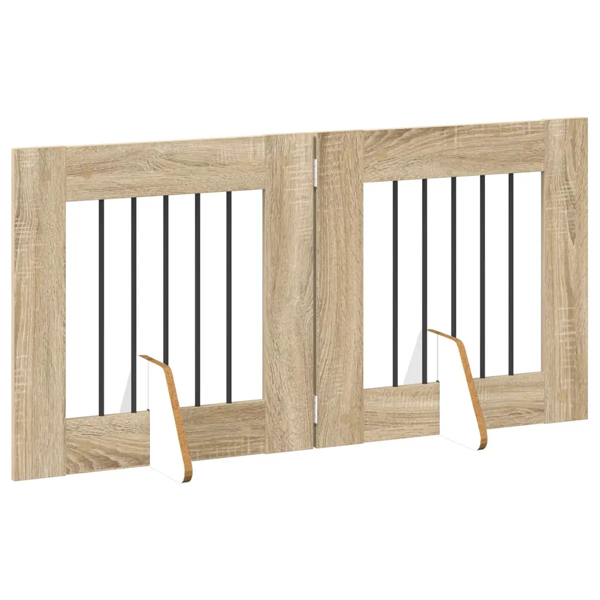 Foldable Dog Gate with Stands 120.5cm Brown Rectangular Pet Fence Indoor