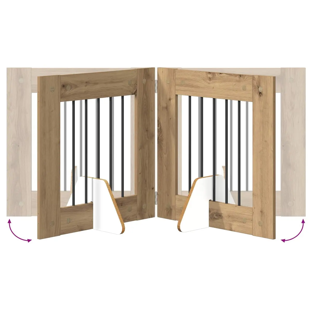 Foldable Dog Gate with Stands 120.5cm Brown Portable Pet Fence
