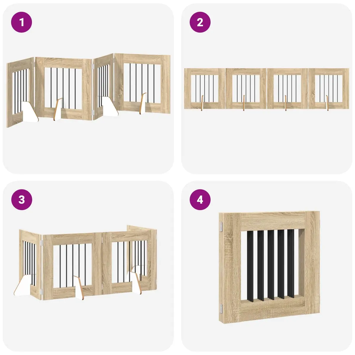 Foldable Dog Gate Freestanding Pet Barrier 241 cm Sonoma Oak