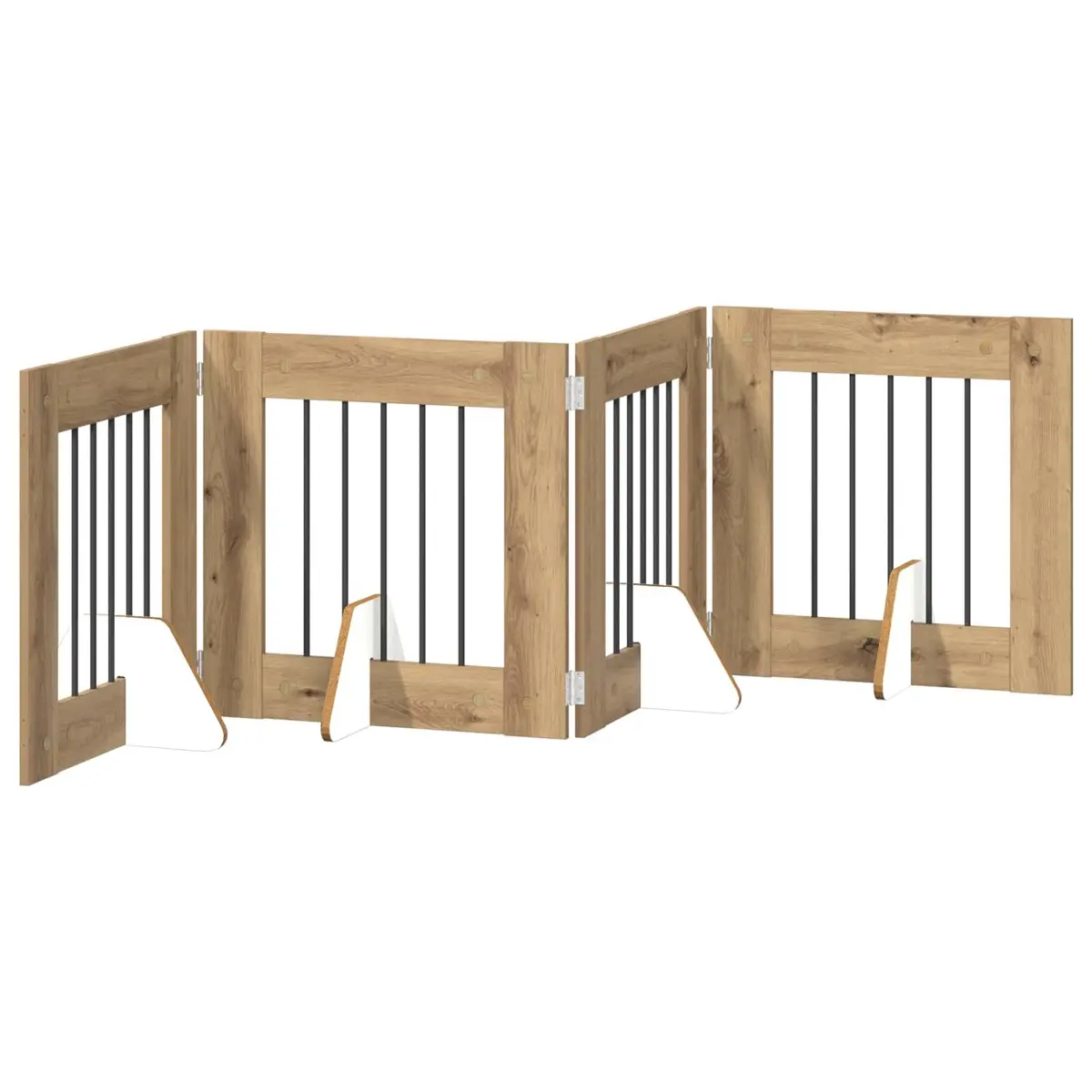 Foldable Dog Gate with Stands Indoor Pet Barrier Freestanding 241 cm Oak