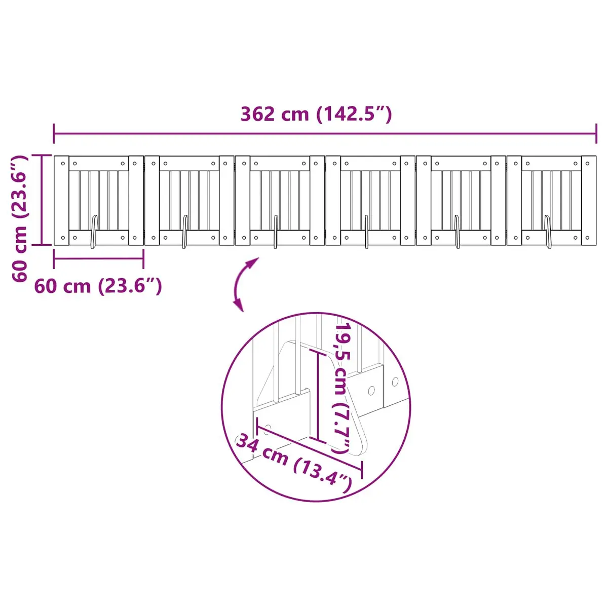 Foldable Dog Gate Freestanding Barrier 6 pcs Sonoma Oak 362cm