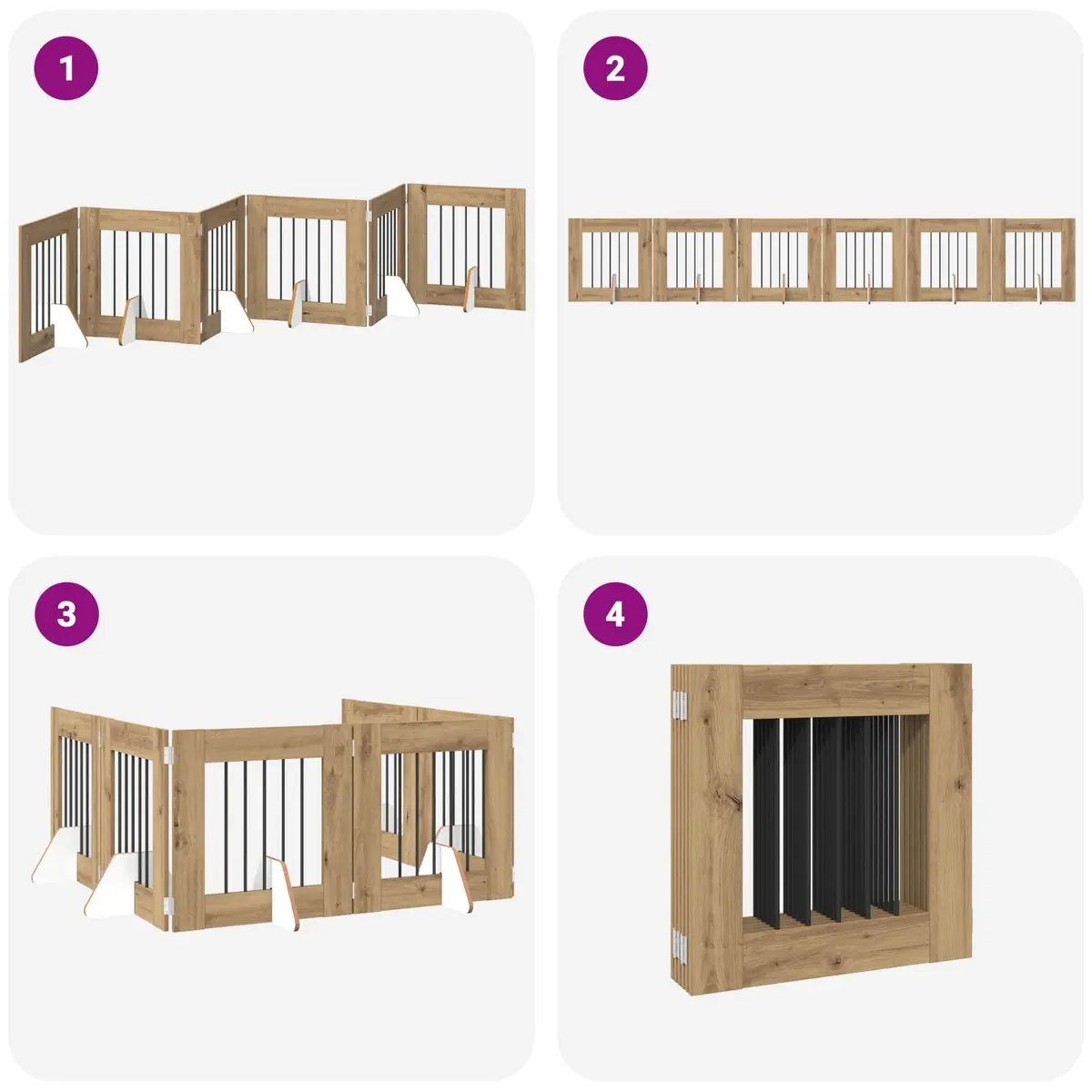 Foldable Dog Gate Indoor Pet Barrier Fence 362cm