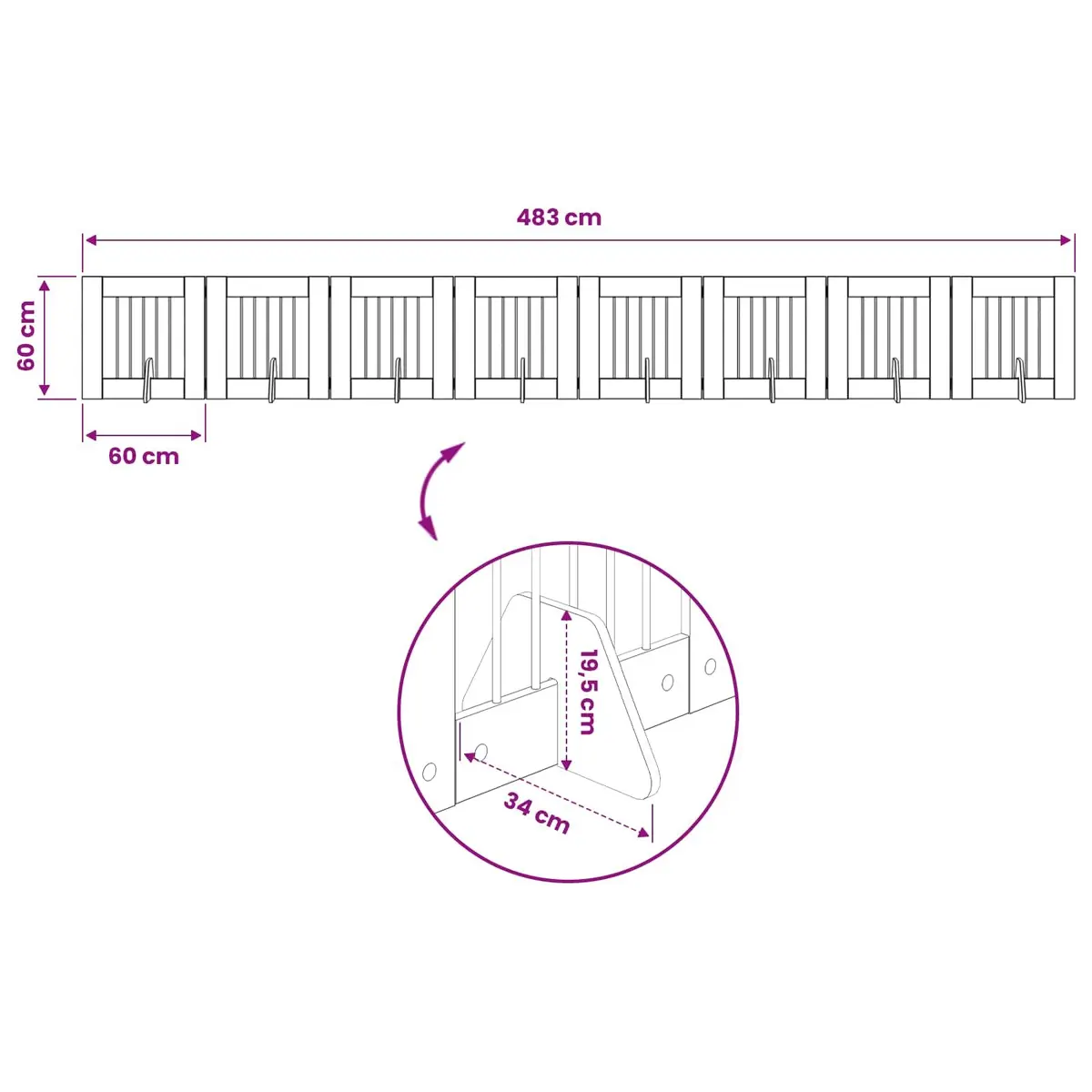 Foldable Dog Gate 8 Panels Sonoma Oak 60cm Indoor Pet Barrier Fence