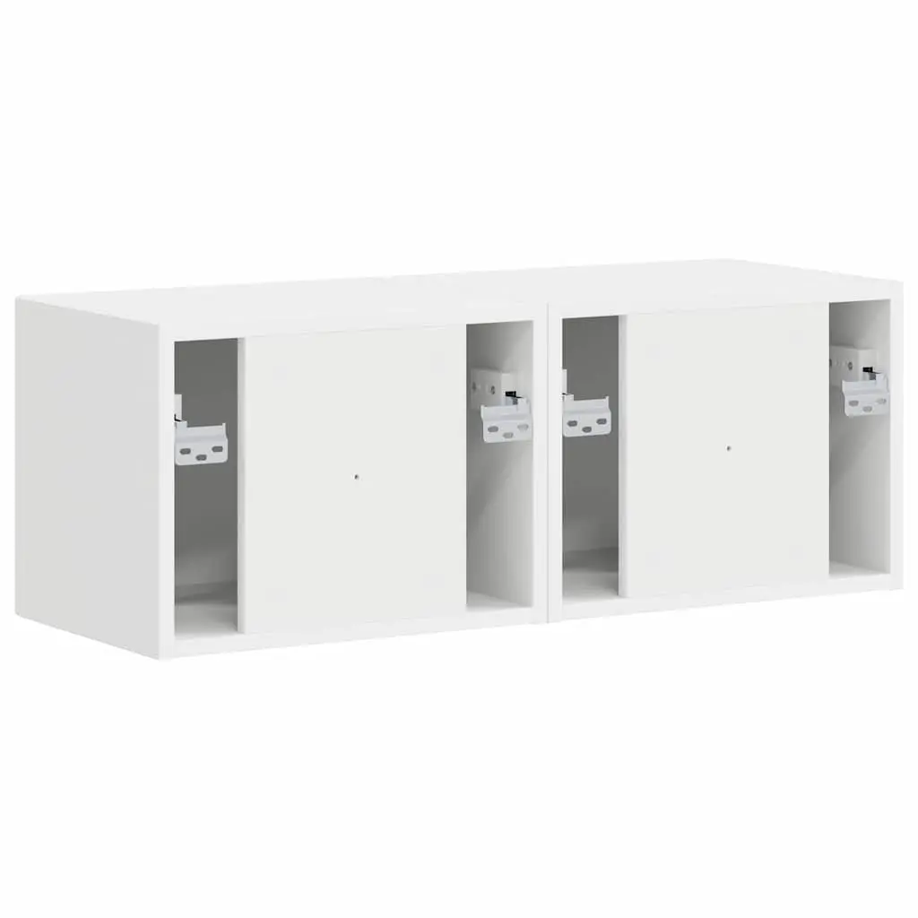 TV Wall Cabinet Modern Storage Unit White 2 Piece