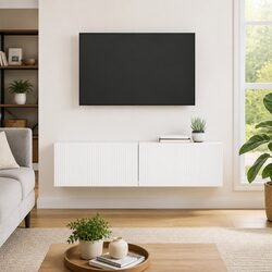 Friendly White TV Wall Cabinet - 2 Pieces for Your Home