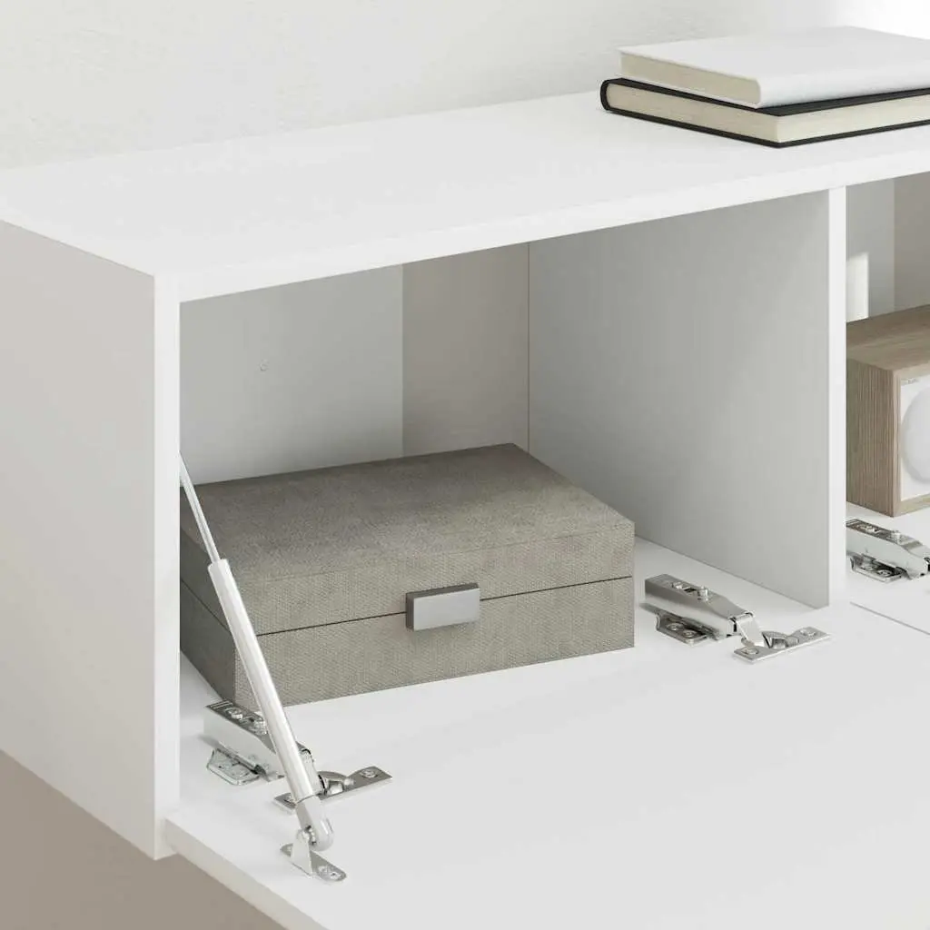 TV Wall Cabinet 2 pcs White Modern Living Room Media Storage Unit 98x31x29.5cm