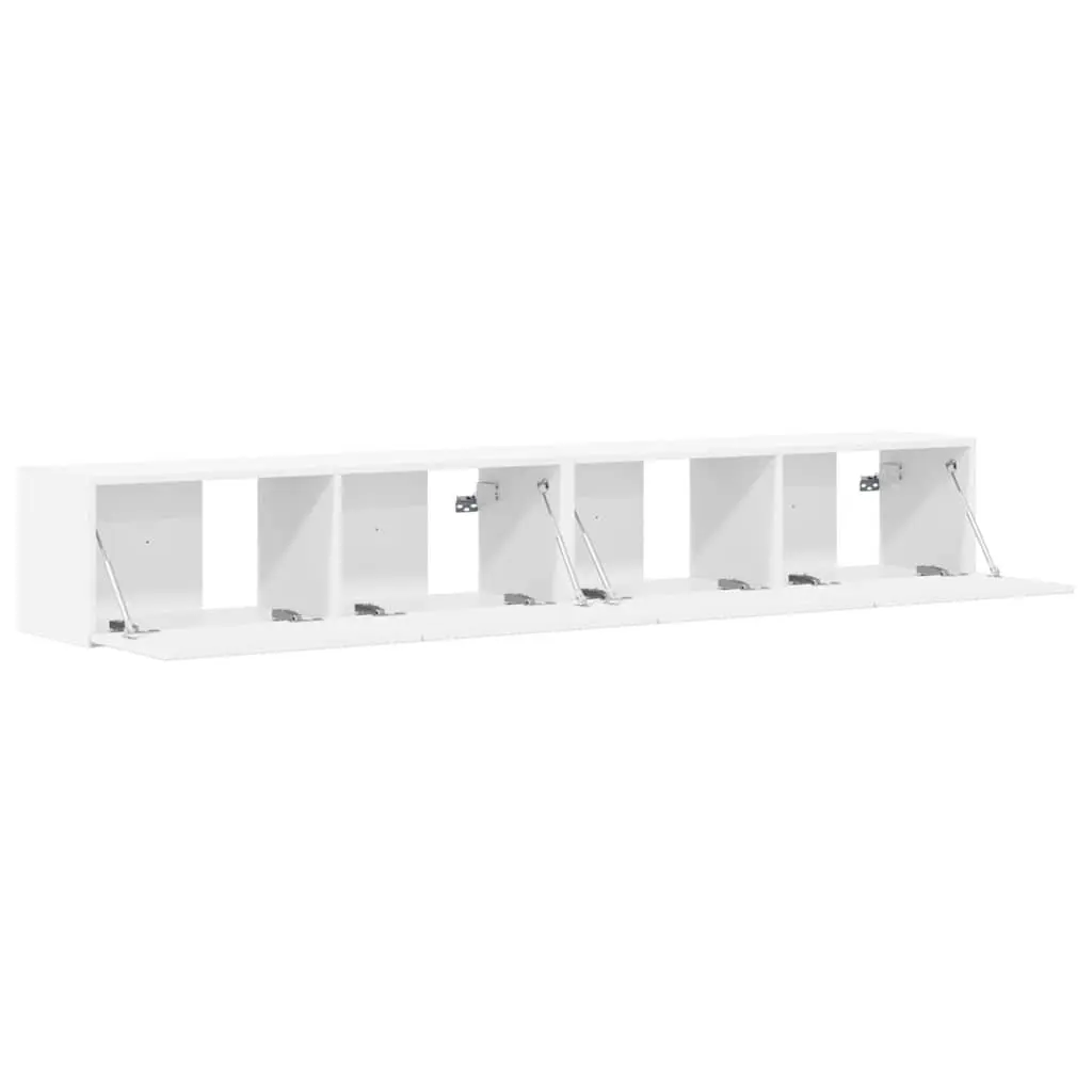 TV Wall Cabinet 2 pcs White Modern Living Room Media Storage Unit 98x31x29.5cm