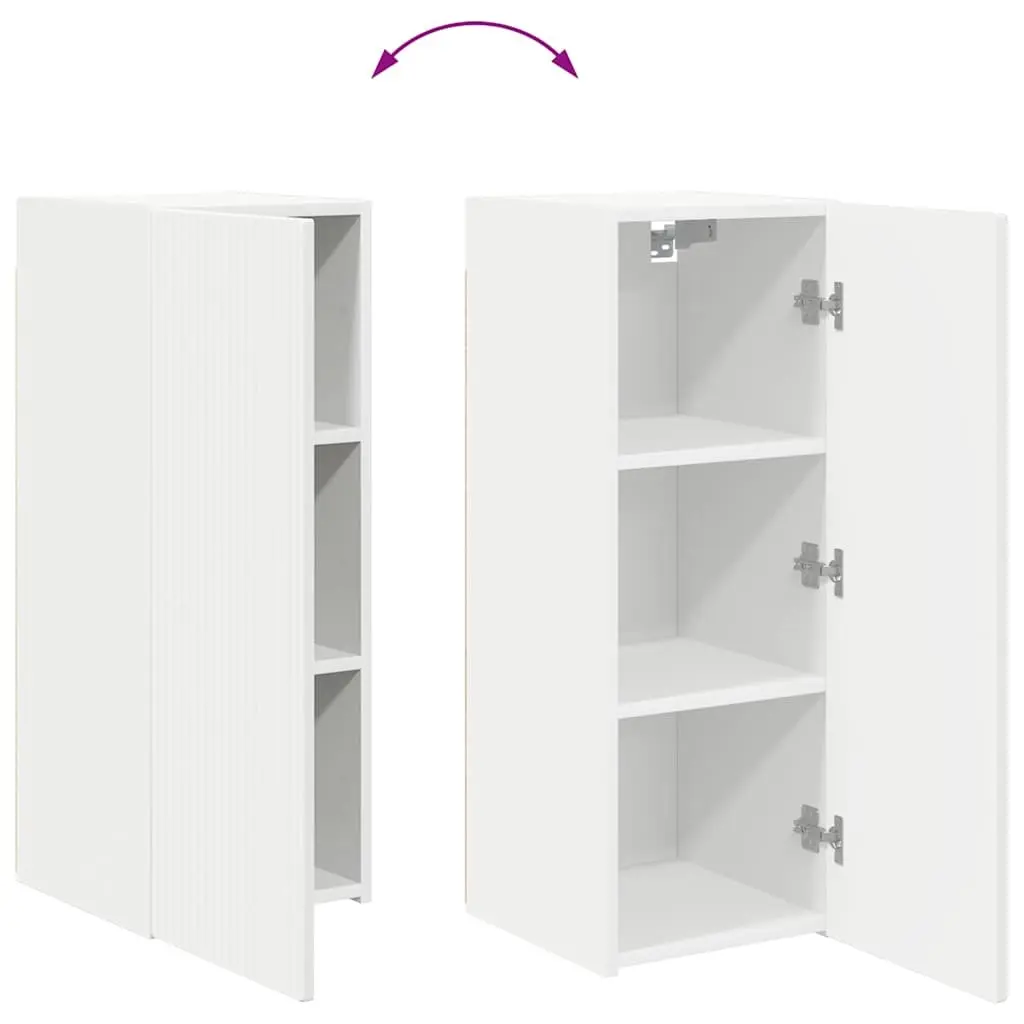 Wall Mount Storage Unit White TV Cabinet 2 Pieces Living Room