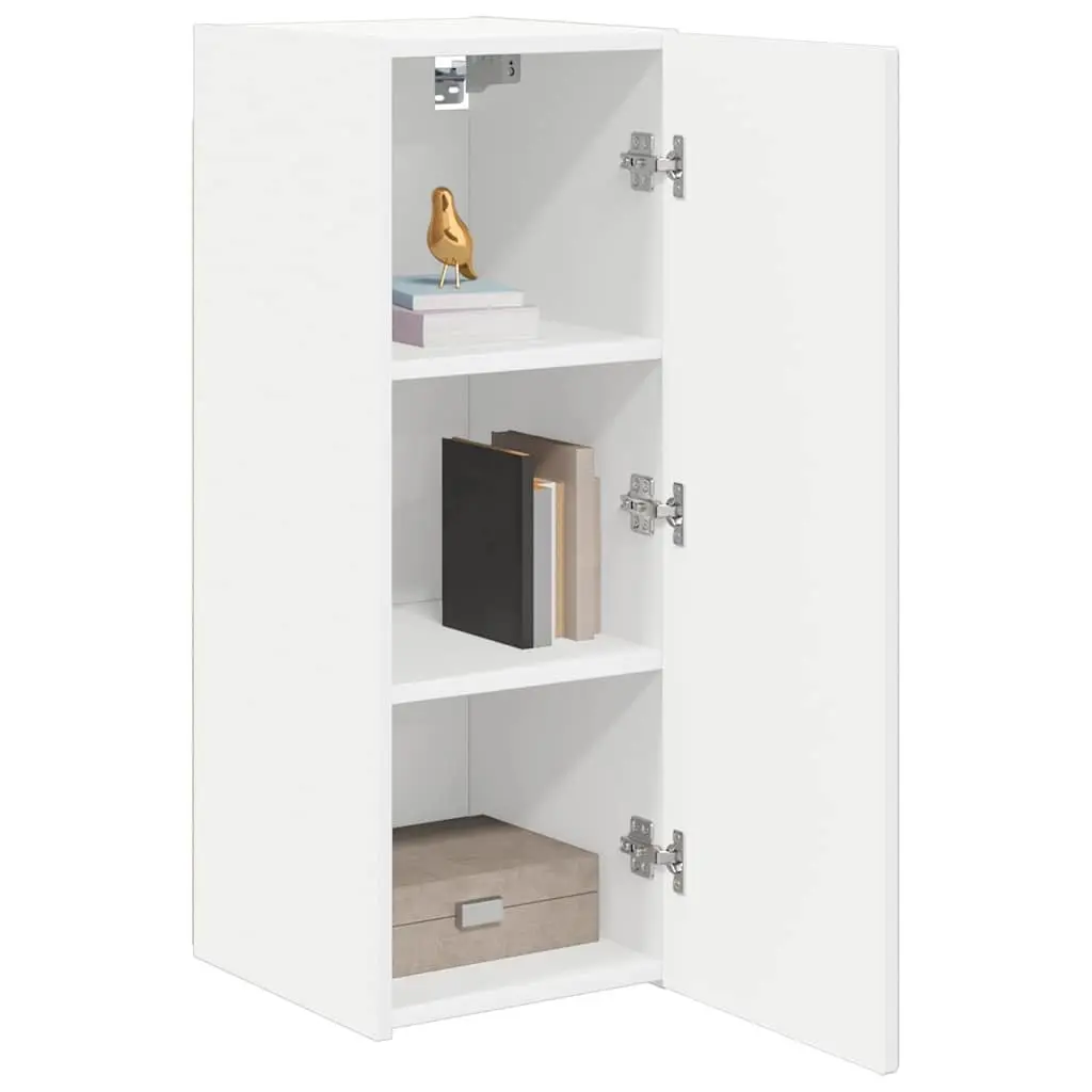 Wall Mount Storage Unit White TV Cabinet 2 Pieces Living Room
