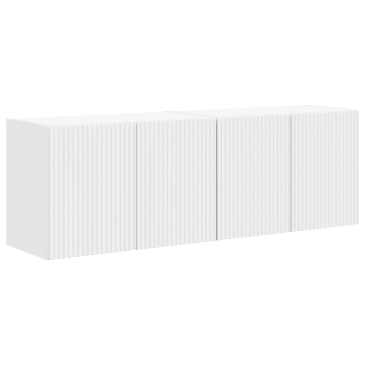 White TV Wall Cabinet 2 pcs Floating Wall Mounted Storage Unit Engineered Wood