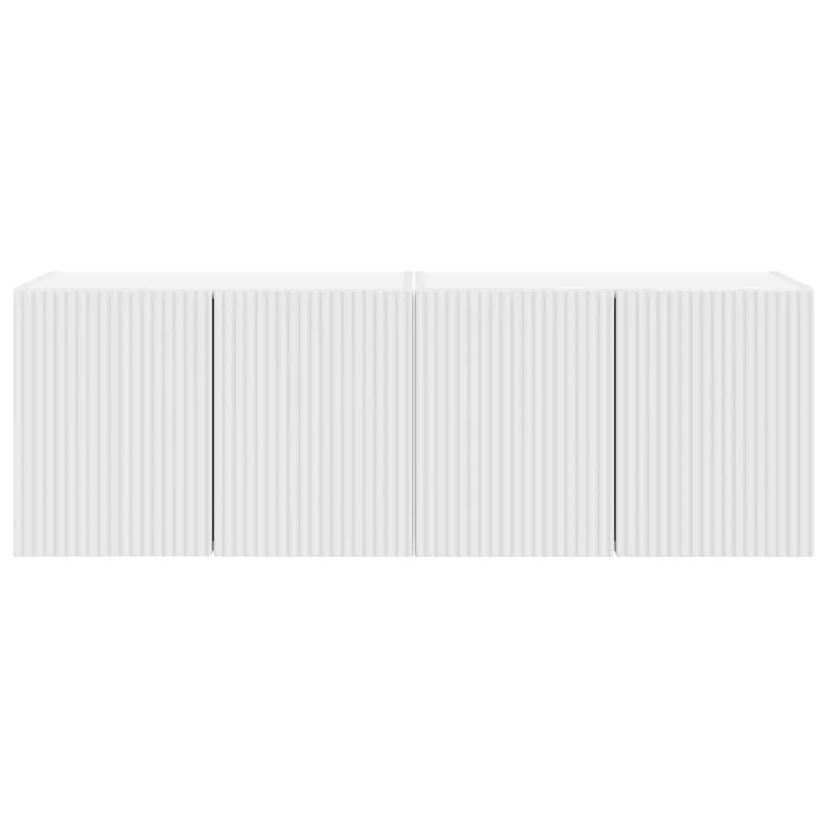 White TV Wall Cabinet 2 pcs Floating Wall Mounted Storage Unit Engineered Wood