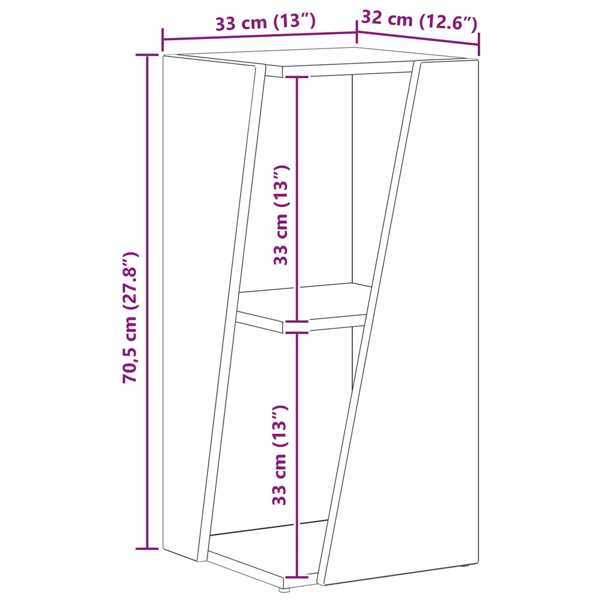 Bookcase Storage Unit Engineered Wood Free-standing Brown 33x32x70.5cm