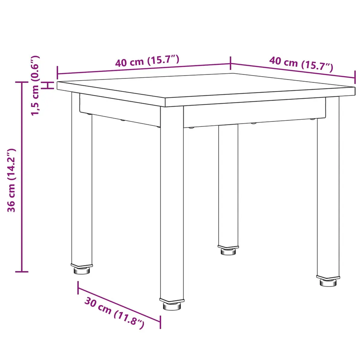 Coffee Table Black Modern Rectangular 40 x 40 x 36 cm