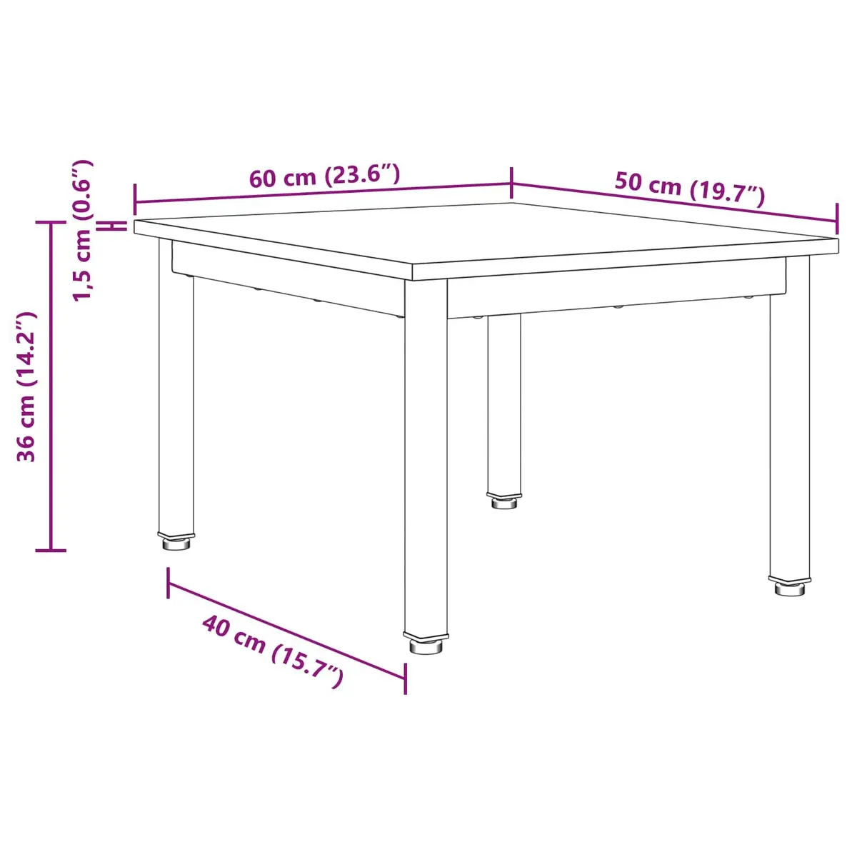 Black Coffee Table Modern Rectangular Engineered Wood 60 x 50 x 36 cm