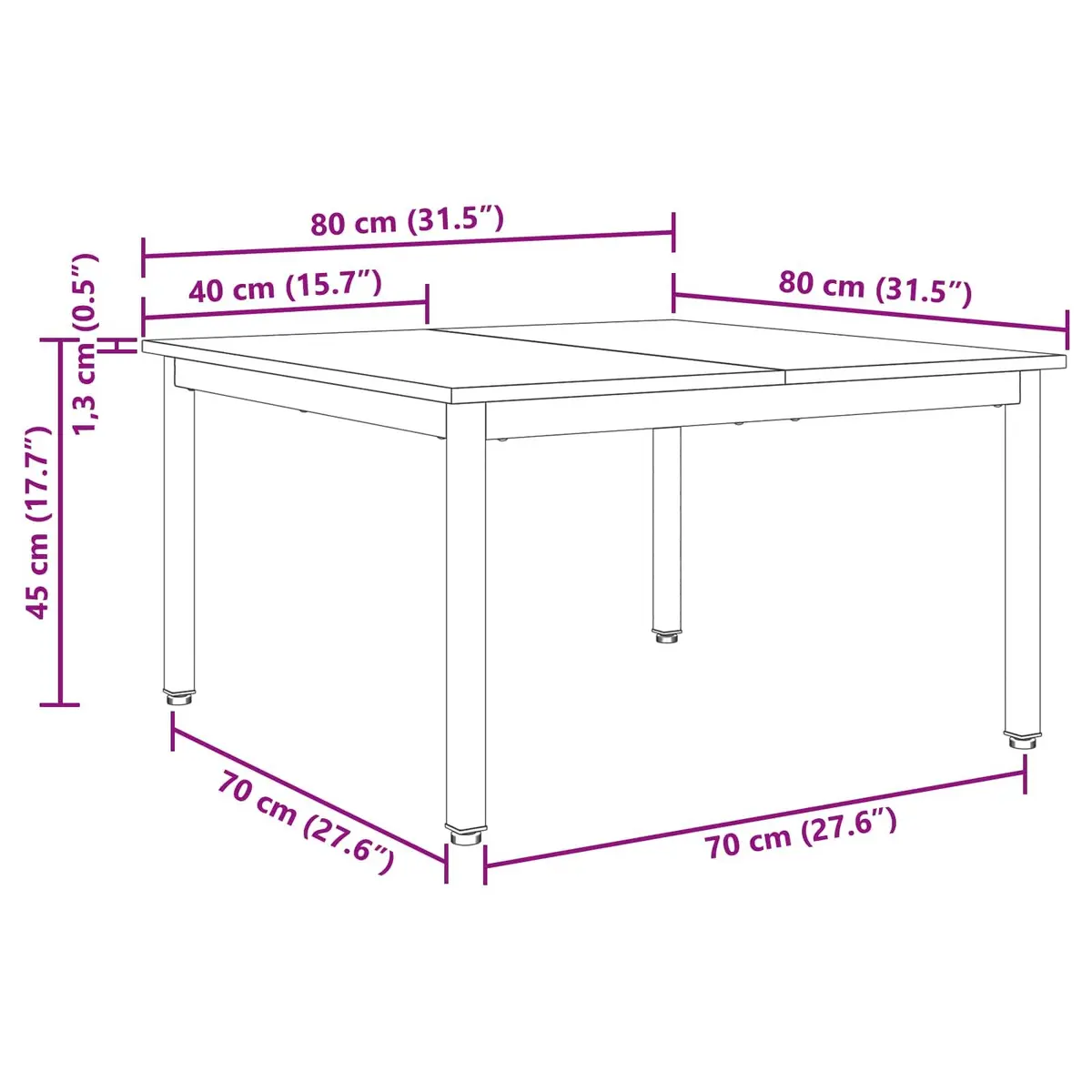 Coffee Table Black 80 x 80 x 45 cm Modern Accent Living Room Engineered Wood
