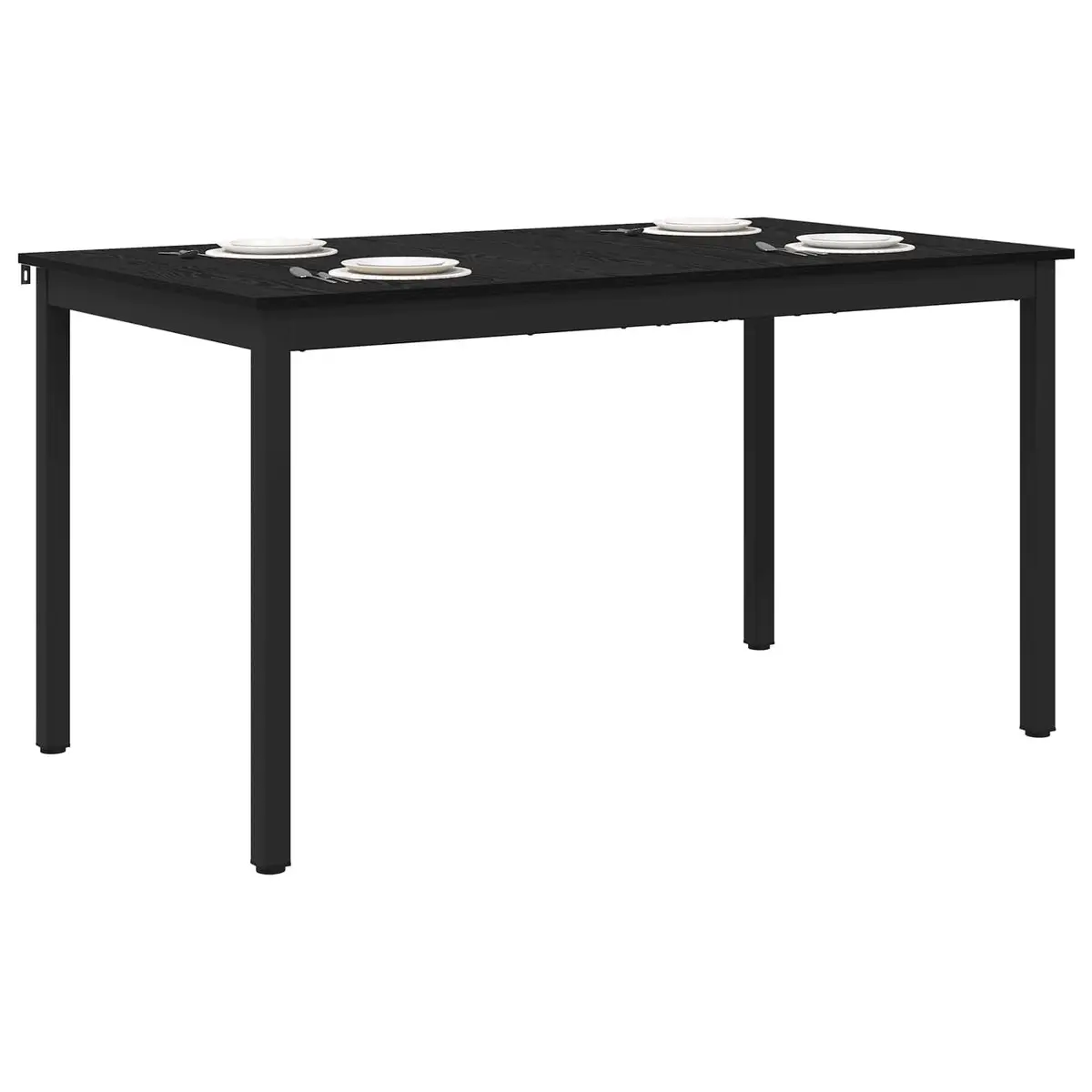 Dining Table 140x80x75cm Rectangular Kitchen Modern Black Metal Frame