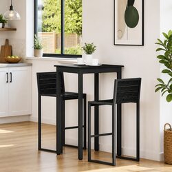 Standing Bar Table Rectangular Dining Kitchen Modern Black Engineered Wood