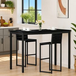 Black Engineered Wood Standing Bar Table Rectangular Kitchen Dining Modern