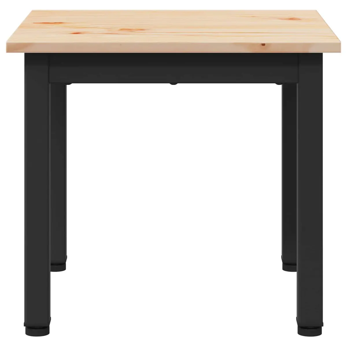 Coffee Table Modern Design Solid Pine Wood Top Metal Legs Brown Living Room