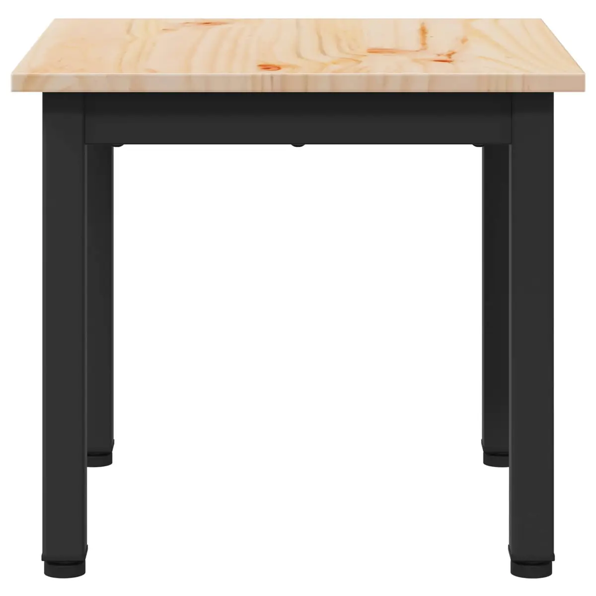 Coffee Table Modern Design Solid Pine Wood Top Metal Legs Brown Living Room