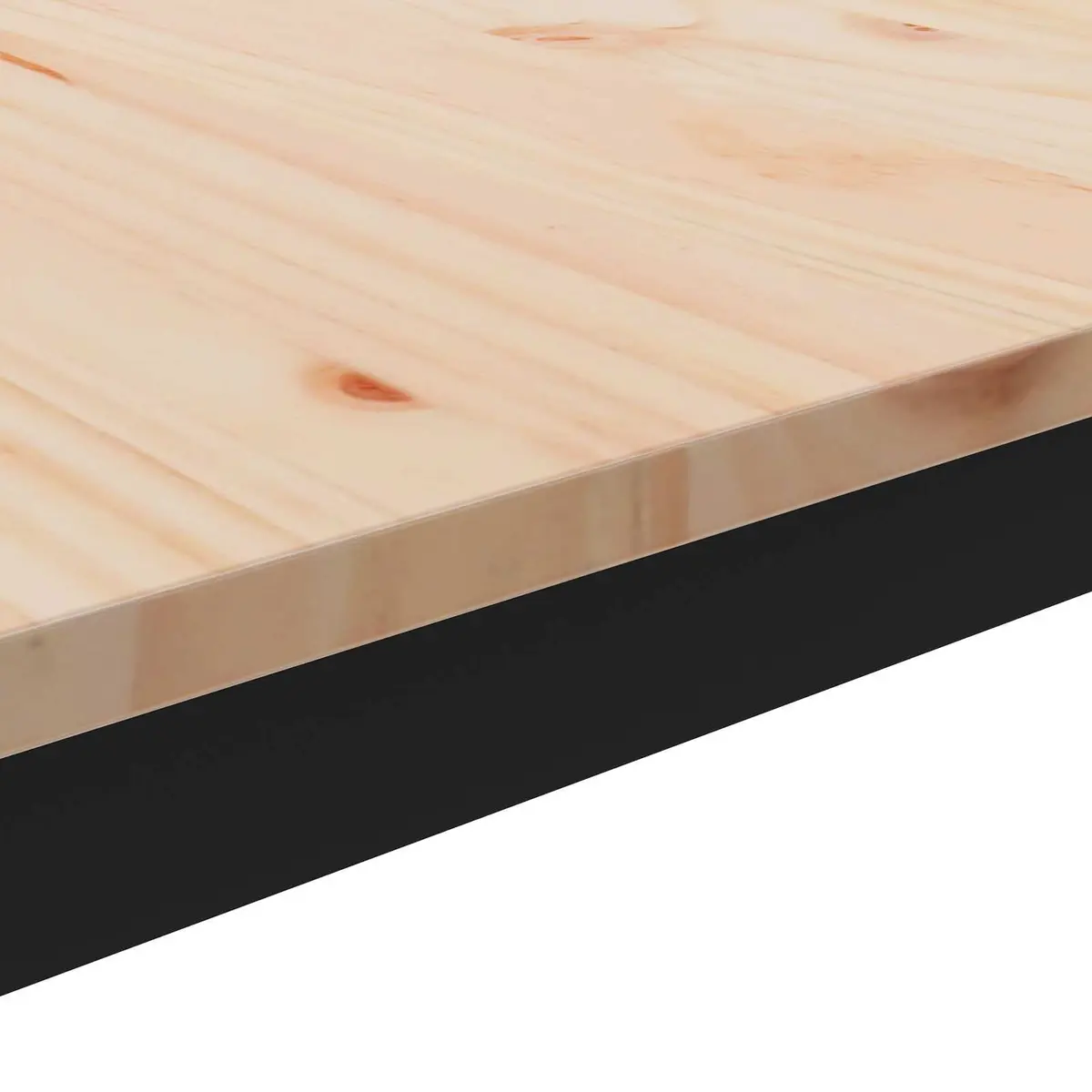 Coffee Table Modern Design Solid Pine Wood Top Metal Legs Brown Living Room