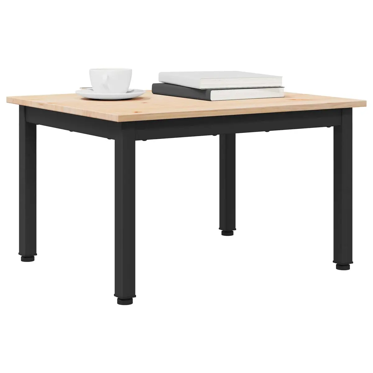 Coffee Table Natural Wood Top Square Metal Legs Modern 60 x 50 x 36 cm