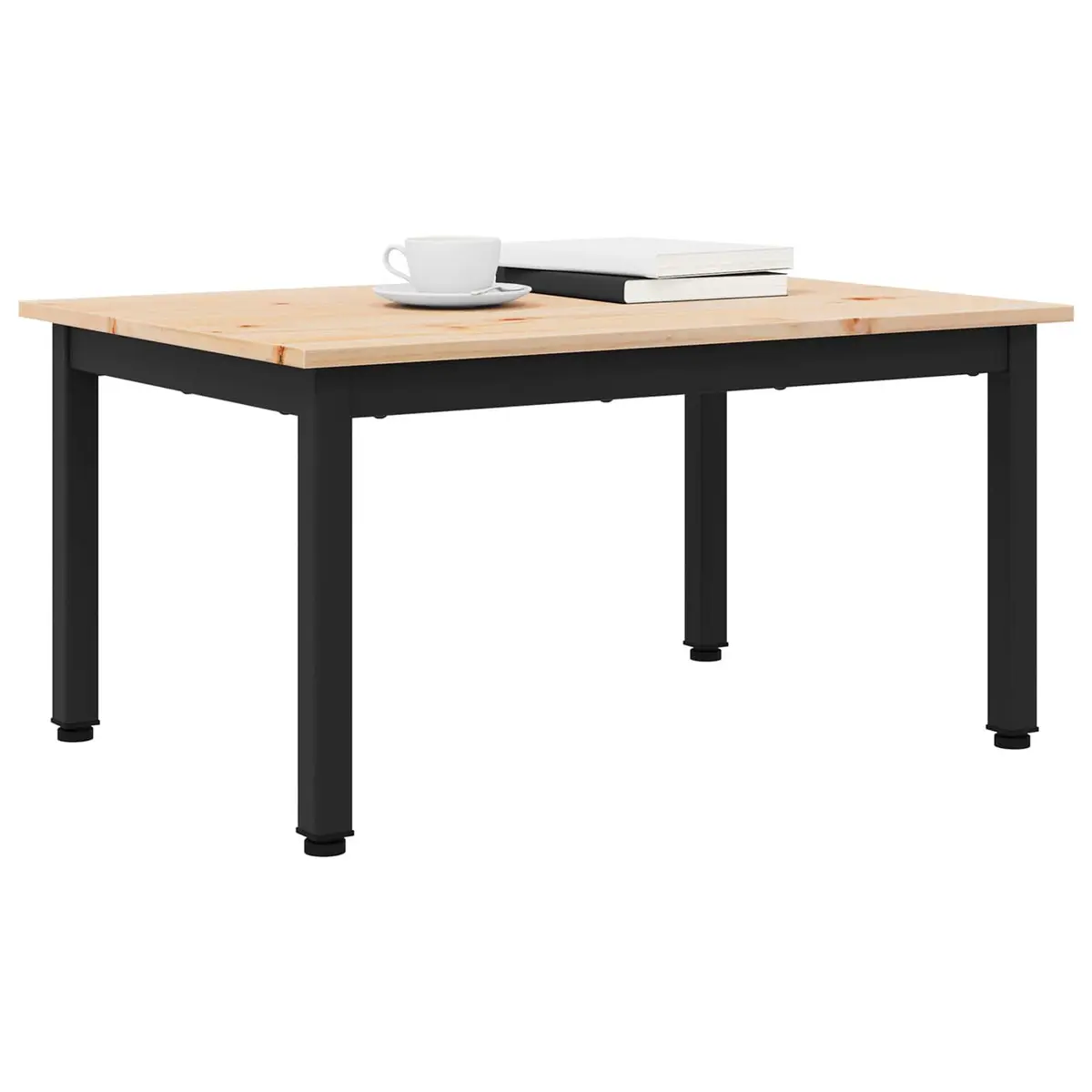 Coffee Table Modern Solid Pine Wood Metal Legs Accent Living Room Furniture