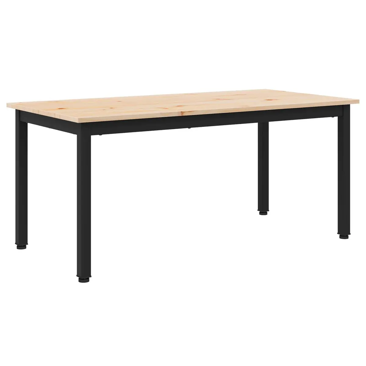 Coffee Table Modern Design Solid Pine Wood Top Square Metal Legs Living Room