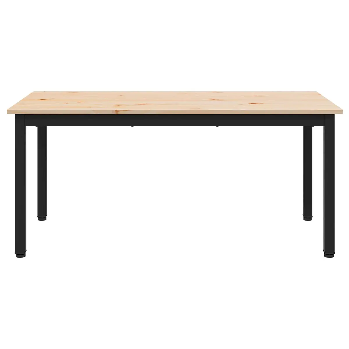 Coffee Table Modern Design Solid Pine Wood Top Square Metal Legs Living Room