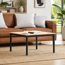 Coffee Table Modern Solid Pine Wood Brown 80x80x45cm Living Room Accent