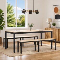 Solid Pine Wood Bench Natural 160cm Dining Room Patio Entryway Seating