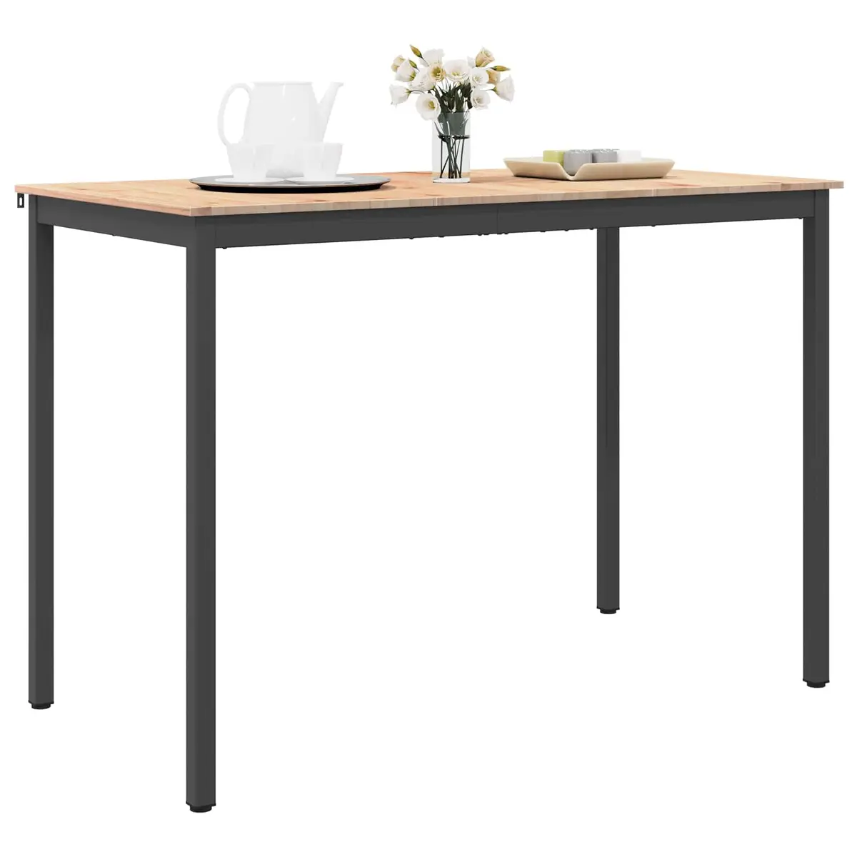 Bar Table Solid Pine Wood Metal Legs 150x80x105cm